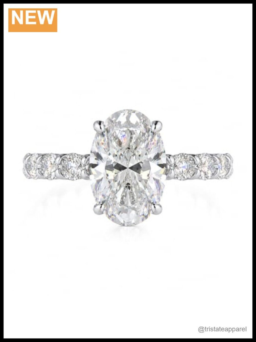 Oval Cut CZ Engagement Ring 925 Sterling Silver 18K White Gold Plated